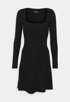Even&Odd Eckiger Ausschnitt Mini Strickkleid - Gebreide Jurk - Black -Even&Odd 02fc65678b964a74a7f8ac609f600649