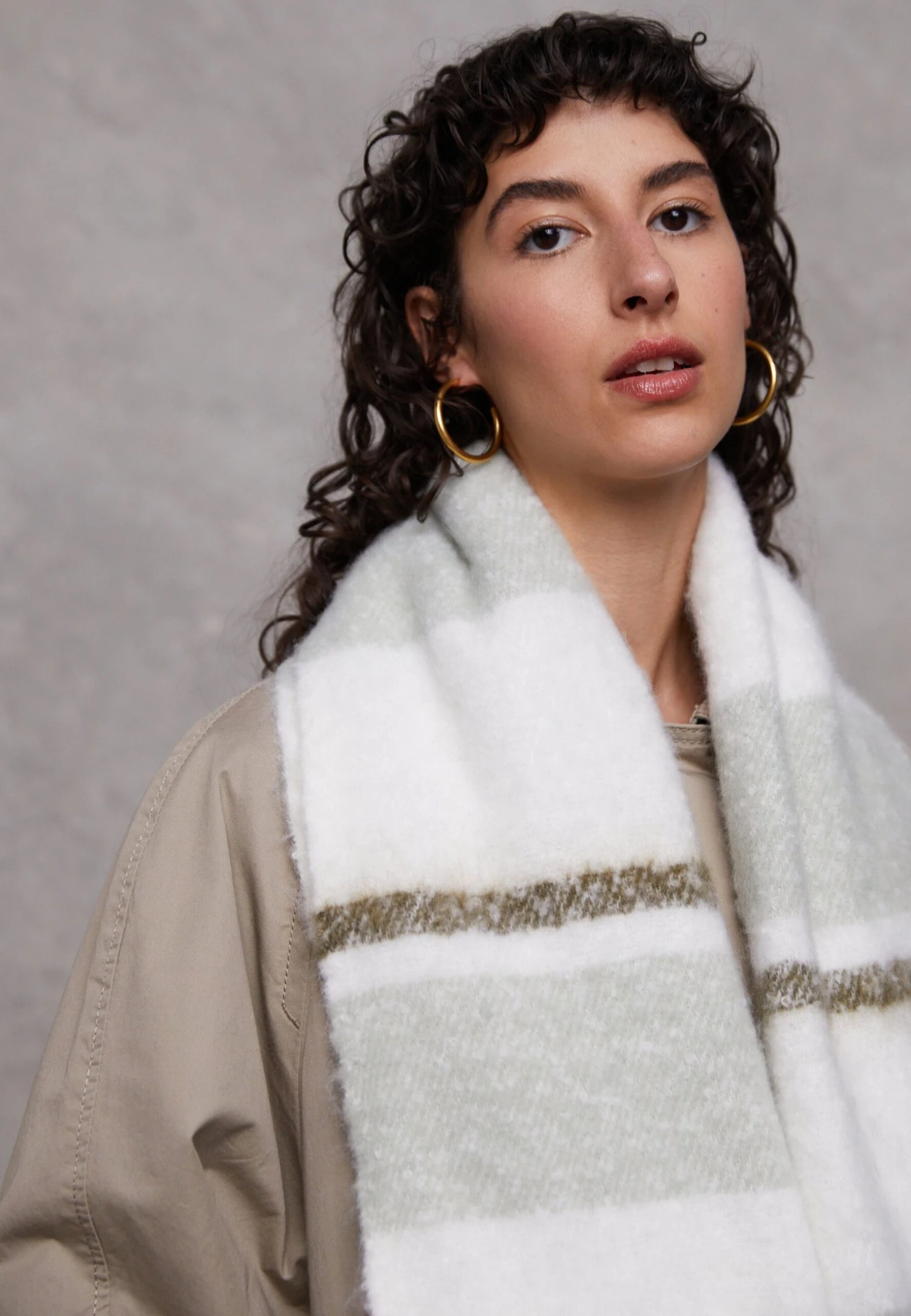 Even&Odd Sjaal - Green/White 4 Even&Odd Sjaal - Green/White - Afbeelding 4