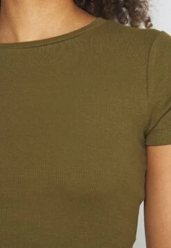 Even&Odd 3 Pack - T-Shirt Basic - Black/White/Khaki -Even&Odd 9c6acf3126714cce918eb5d4481a81a1