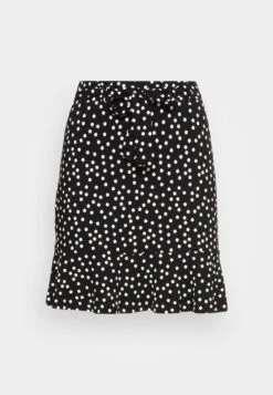 Even&Odd Mini Skirt With Volant - A-Lijn Rok - Black/White -Even&Odd bd7fd1ad95854f88a1dda94dc4ff9636