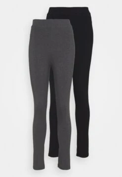 Even&Odd High Waisted Leggings 2 Pack- Legging - Black/Mottled Dark Grey -Even&Odd d801180b496544009a781d4a56815d6f